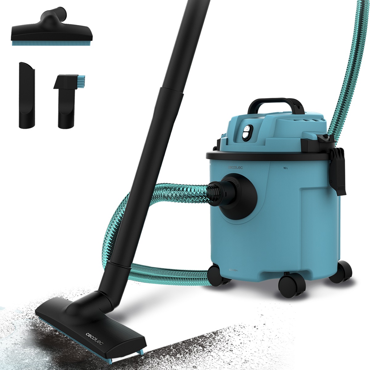 Cecotec Conga Rockstar Wet & Dry Compact Garden Plus - Aspirapolvere 16L, 1200W, Leggero e Compatto con Funzione di Aspirazione e Soffiaggio