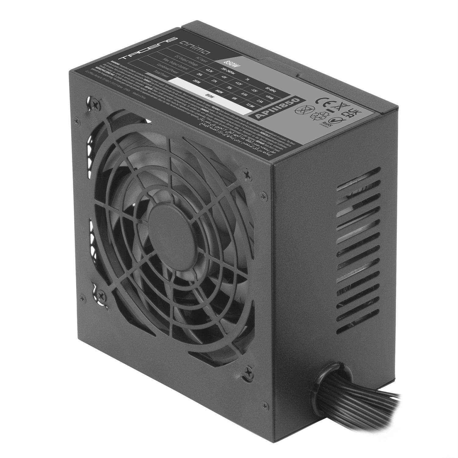 Tacens Anima APIII850 - Alimentatore PC ATX 850W con Efficienza 85%, Ventola Ultra-silenziosa e Cavi Piatta Extra Lunghi