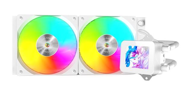 Mars Gaming ML-VISION240 Raffreddamento a Liquido AIO 500W con 2 Ventole ARGB, Nucleo in Rame e Alluminio FDB, Schermo LCD IPS 4:3 Rotazione a 360°, Multisocket Universale, Bianco