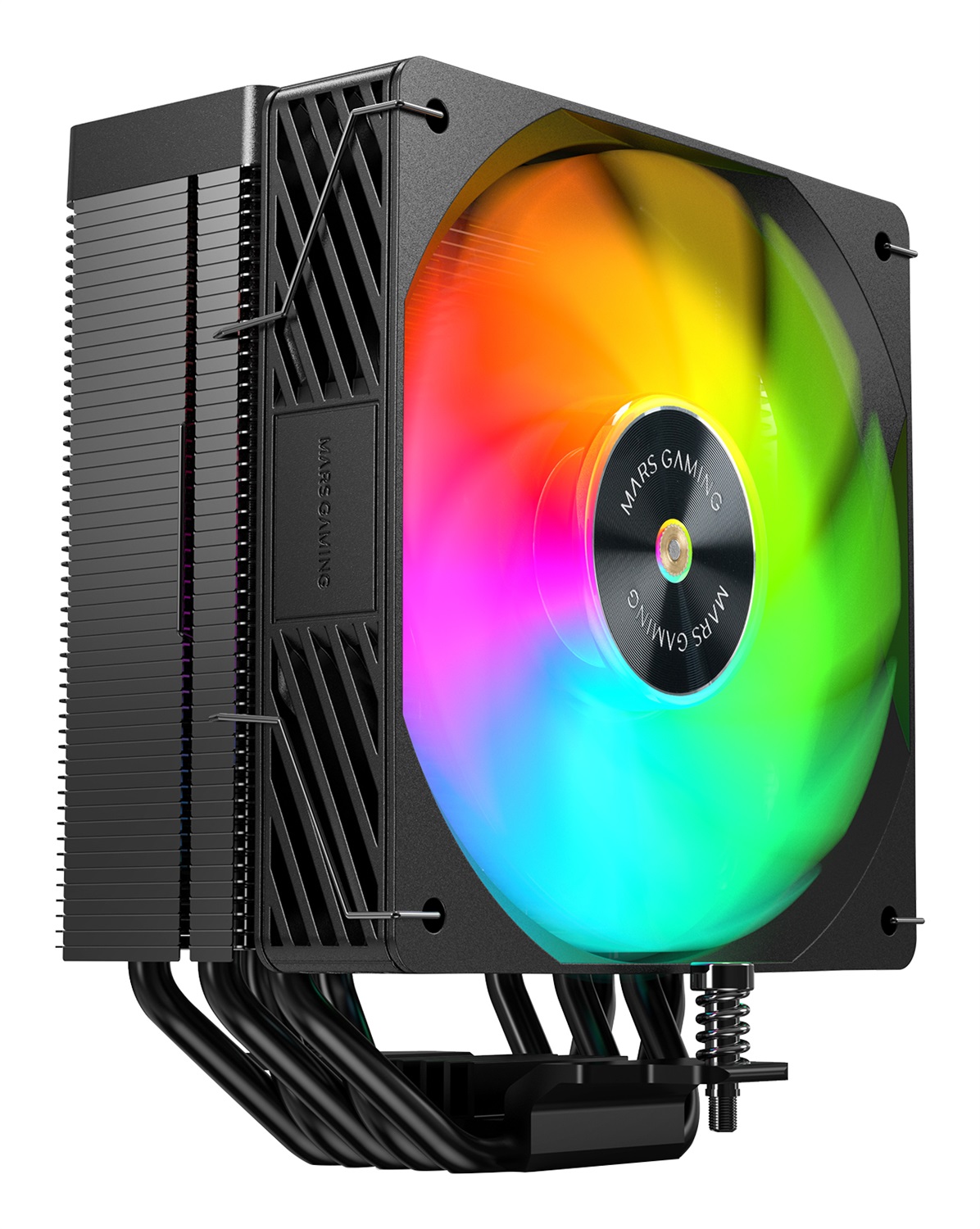 MARS GAMING MCPU-X5ARGB Dissipatore CPU 280W TDP con 5 Heatpipes HCT, Ventola PWM ARGB 120mm, Nucleo in Rame Iperbilanciato, Compatibilità Universale, Nero