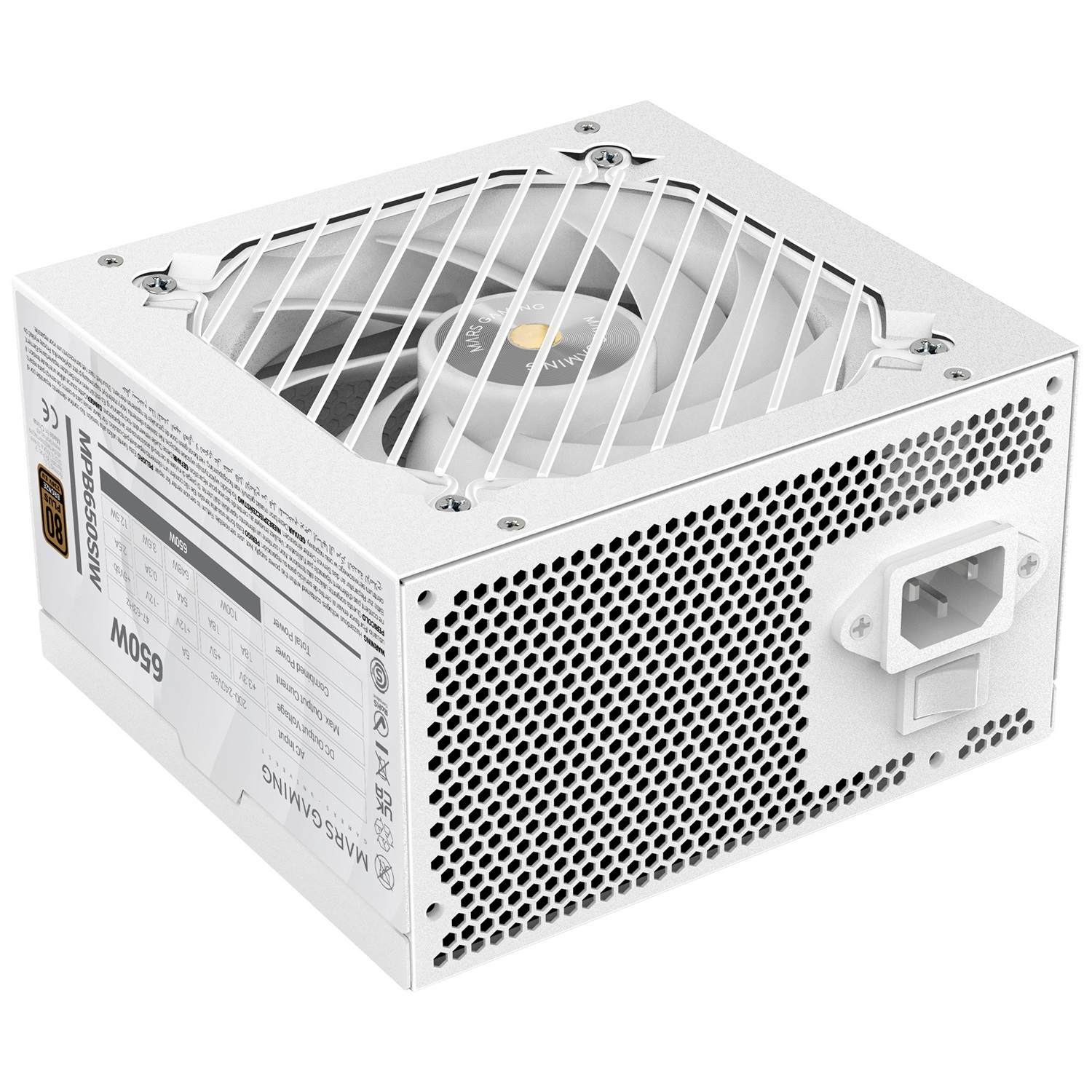 Mars Gaming MPB650SI Alimentatore PC ATX 650W 80Plus Bronze Bianco con Ventola SI Extreme Silence e 7 Anni di Garanzia