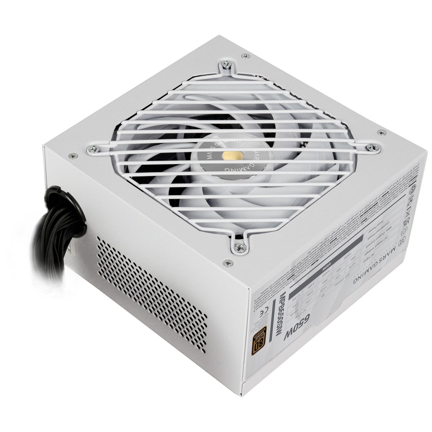 Mars Gaming MPB650SI Alimentatore PC ATX 650W 80Plus Bronze Bianco con Ventola SI Extreme Silence e 7 Anni di Garanzia
