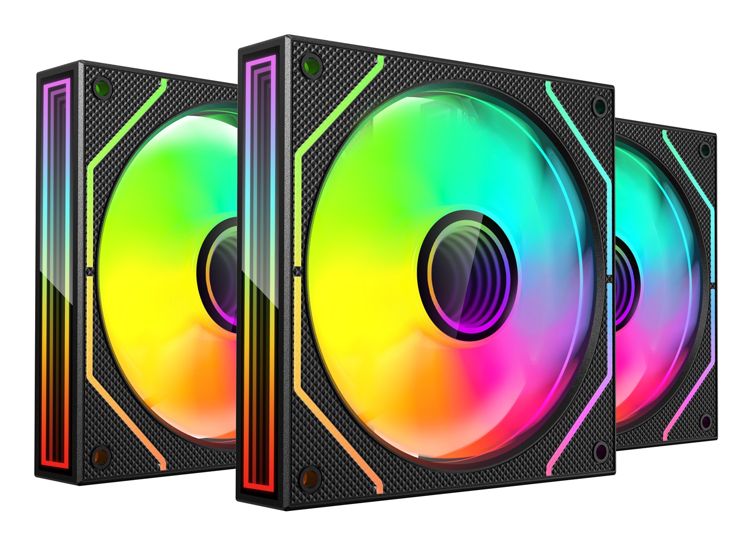MARS GAMING MF-3DPROKIT - Kit 3 Ventole PWM 120mm con Illuminazione ARGB Infinity Mirror 3D, Telecomando e HUB, Compatibilità Totale ARGB, Nero