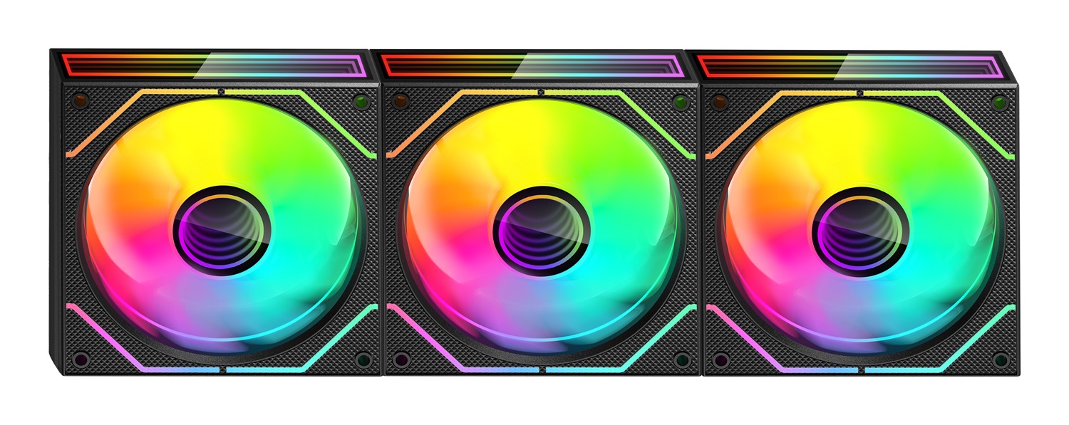 MARS GAMING MF-3DPROKIT - Kit 3 Ventole PWM 120mm con Illuminazione ARGB Infinity Mirror 3D, Telecomando e HUB, Compatibilità Totale ARGB, Nero