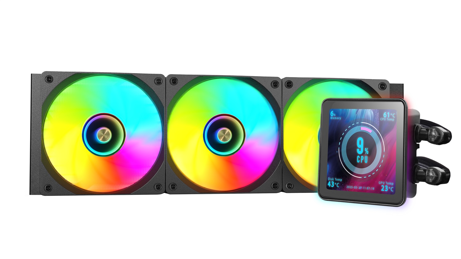 Mars Gaming ML-VISIONPRO360 - Raffreddamento a Liquido AIO 600W con 3 Ventole ARGB 120mm, Schermo LCD IPS 4