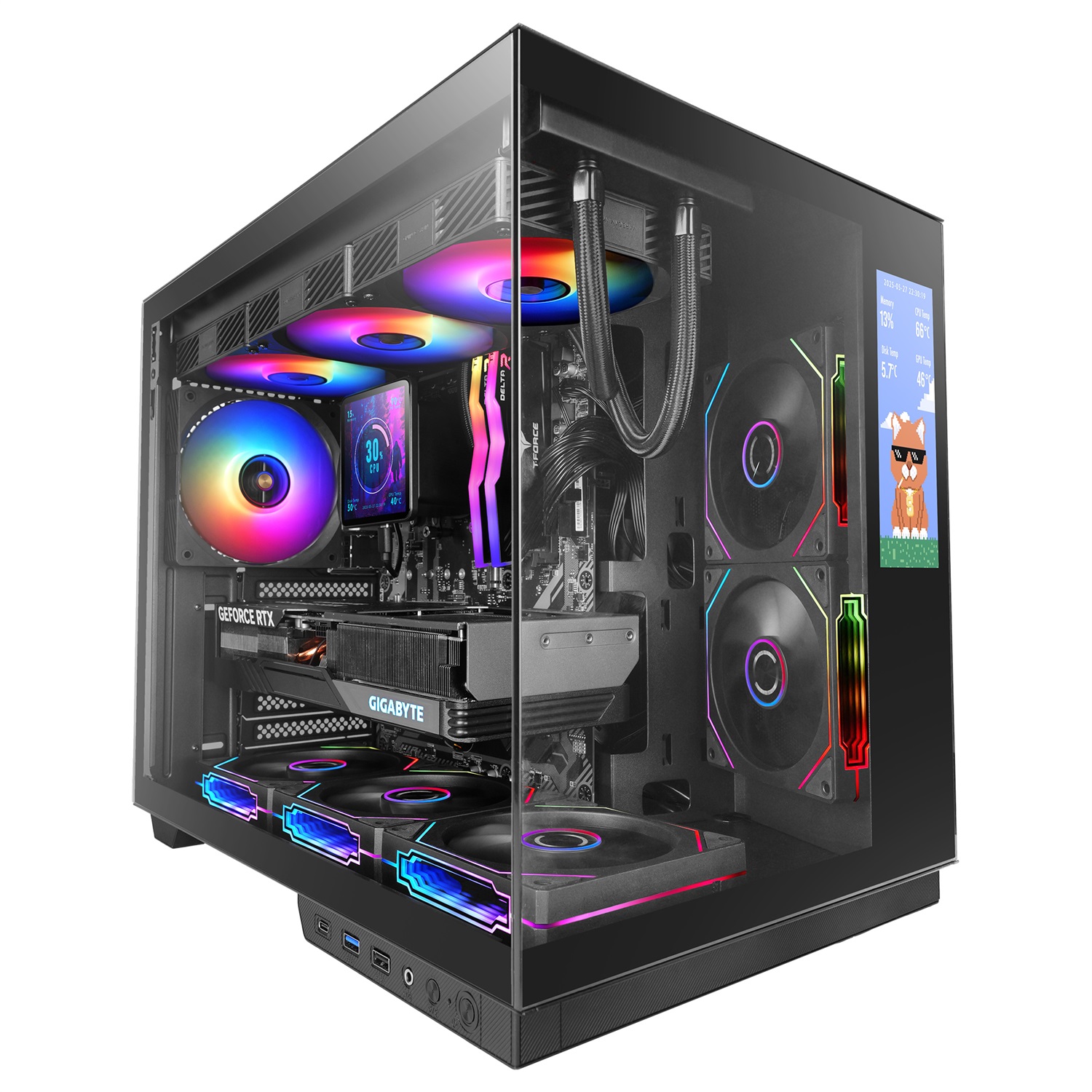 Mars Gaming MC-MIRAGE Case Gaming ATX Midi Tower Nero con Schermo LCD IPS 7,2