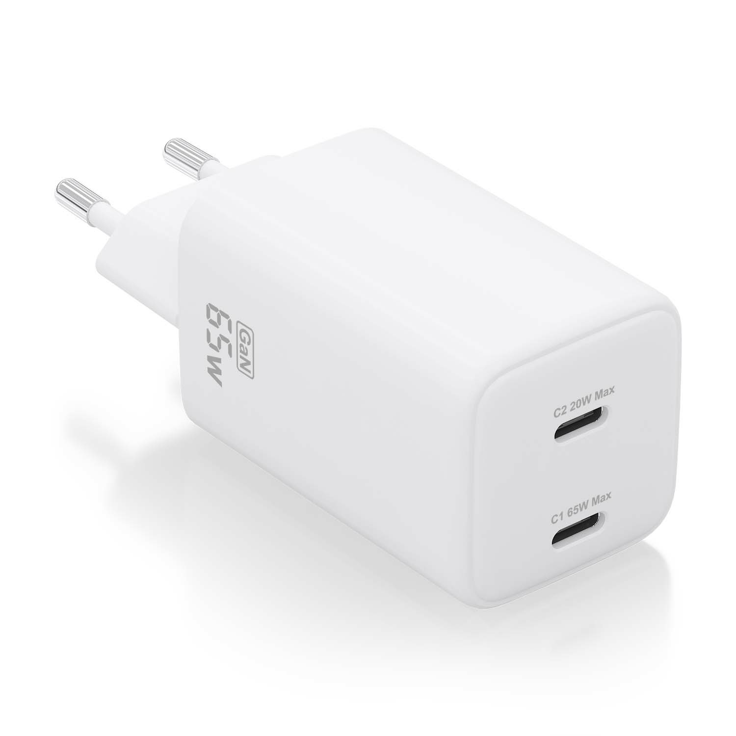 Aisens Caricatore da Parete USB-C 65W Bianco con Tecnologia AI e Protezioni Multiple