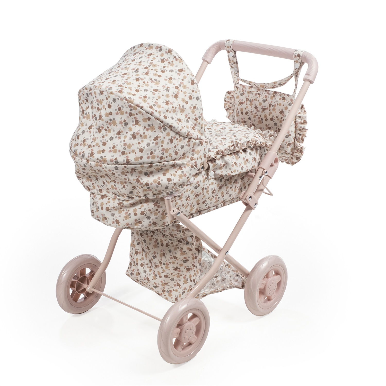 Pasito a Pasito Carrozzina per Bambole Somerset - Stampa Floreale Multicolore, Pieghevole, con Borsa Porta Accessori e Cestino Spesa, per Bambole 30-42 cm, Età 3-4 Anni