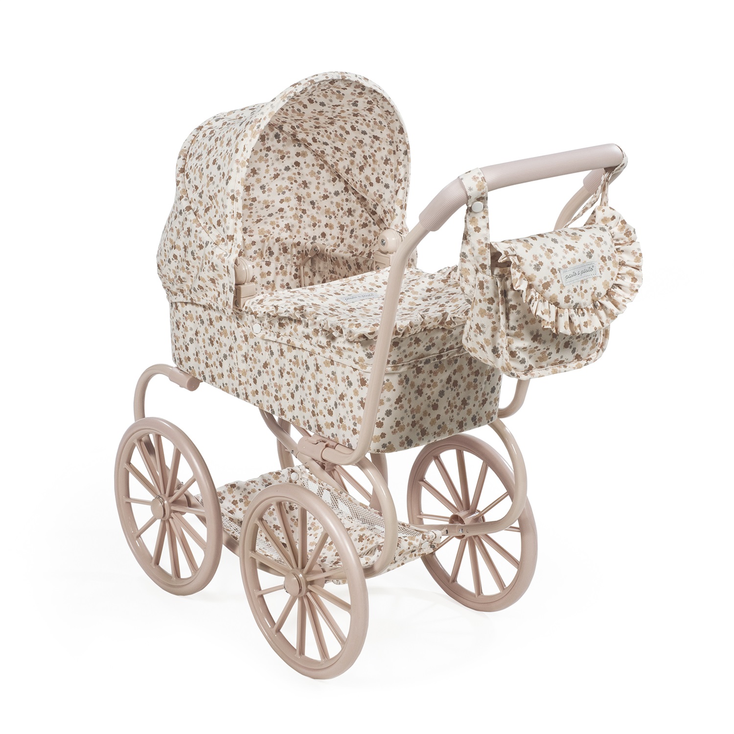 Pasito a Pasito Carrozzina per Bambole Somerset con Ruote Grandi e Motivo Floreale - Include Borsa e Cestino