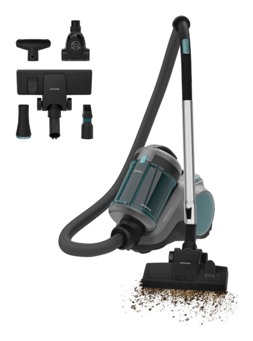 Cecotec Aspirapolvere a Traino Conga Rockstar Cyclonic Powerbag - 900W, 175AW, 20kPa, 2L, Doppio Filtro HEPA, 10m Portata, 4 Accessori