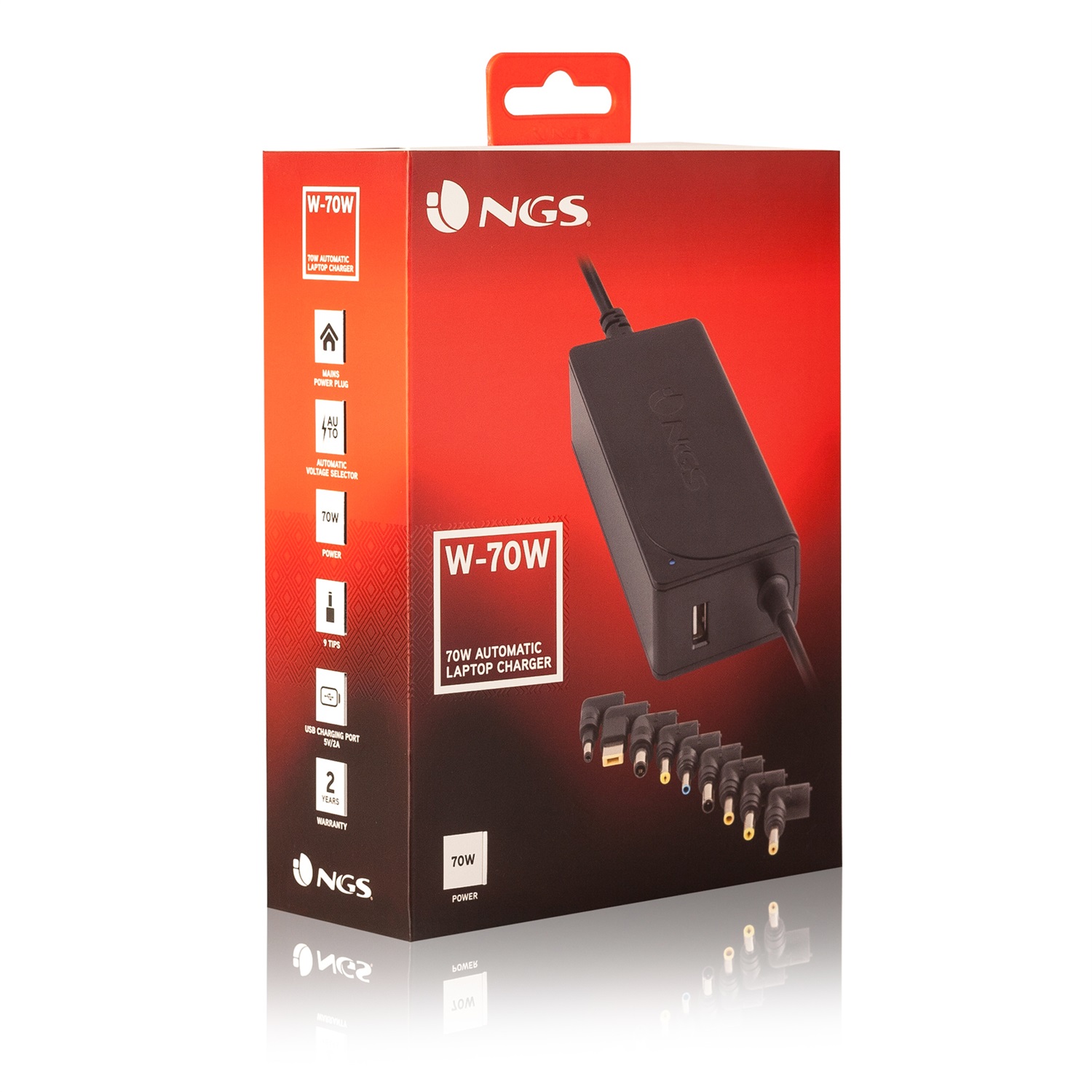 NGS W-70W Alimentatore Universale per Computer Portatile 70W Interno Nero - AC-DC, 230V
