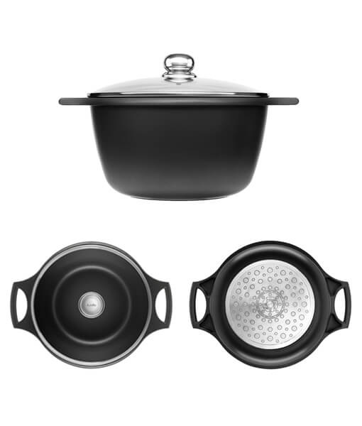 Castey F-IO28 padella 7,5 L Rotondo Nero