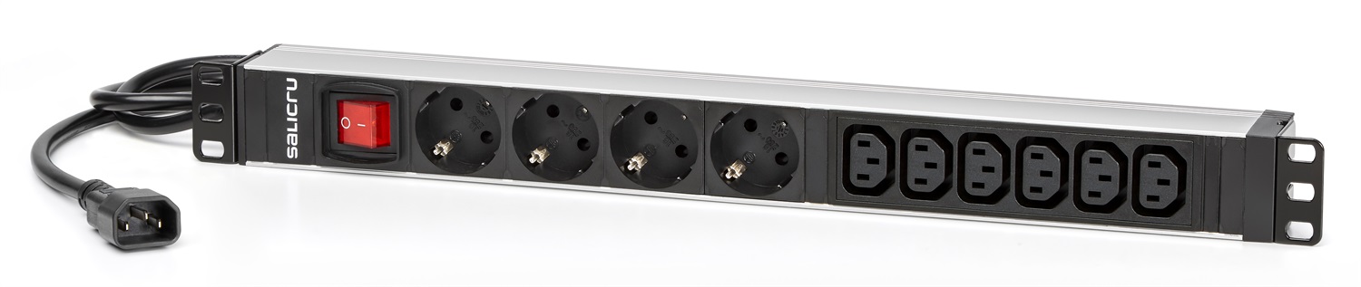 Salicru SPS PDU - Unità di distribuzione dell'energia con 4 prese Schuko e 6 prese IEC C13, colore nero