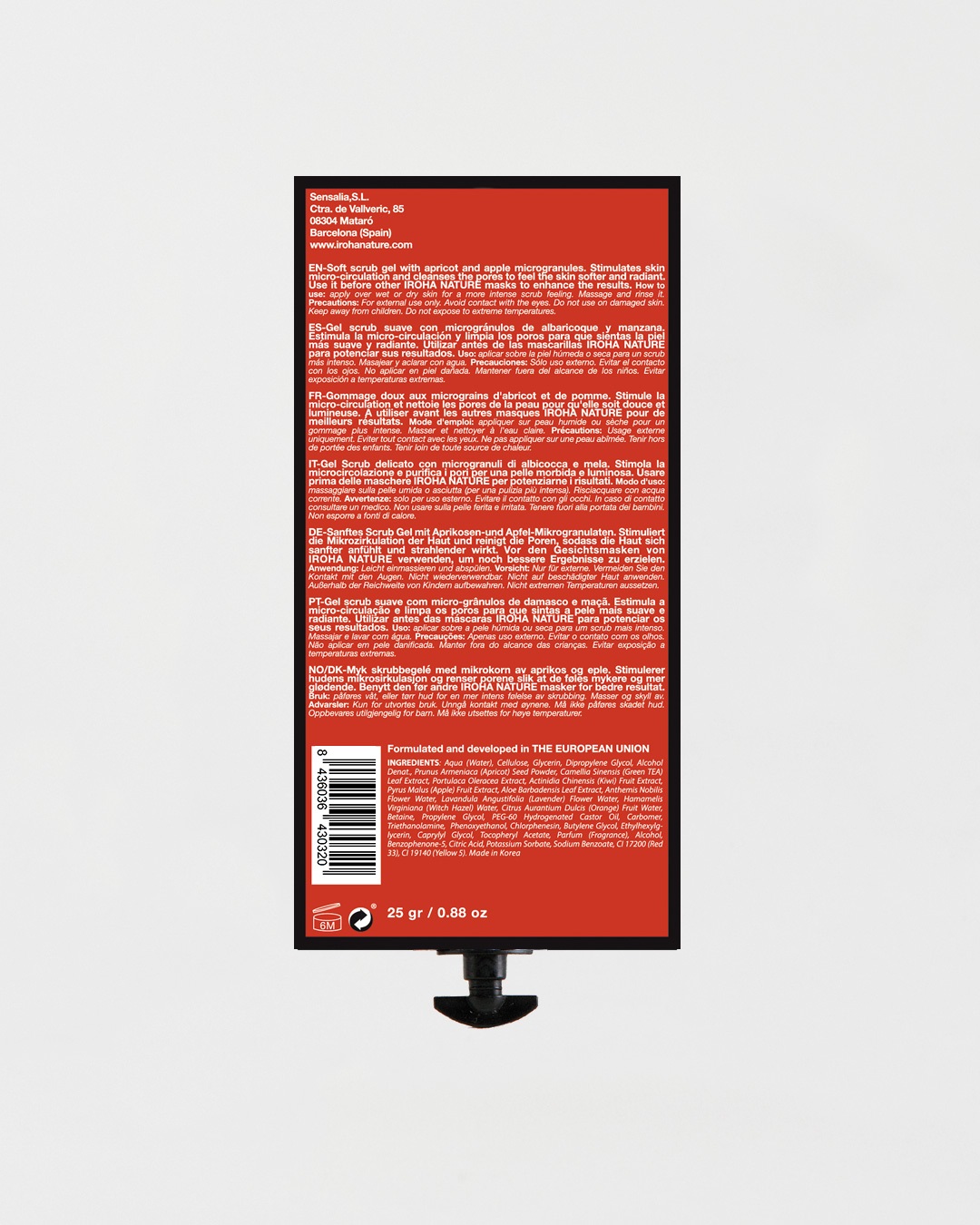 Iroha Nature Gel Detergente Esfoliante all'Albicocca 25 g - Unisex, Pulisce e Migliora la Texture della Pelle