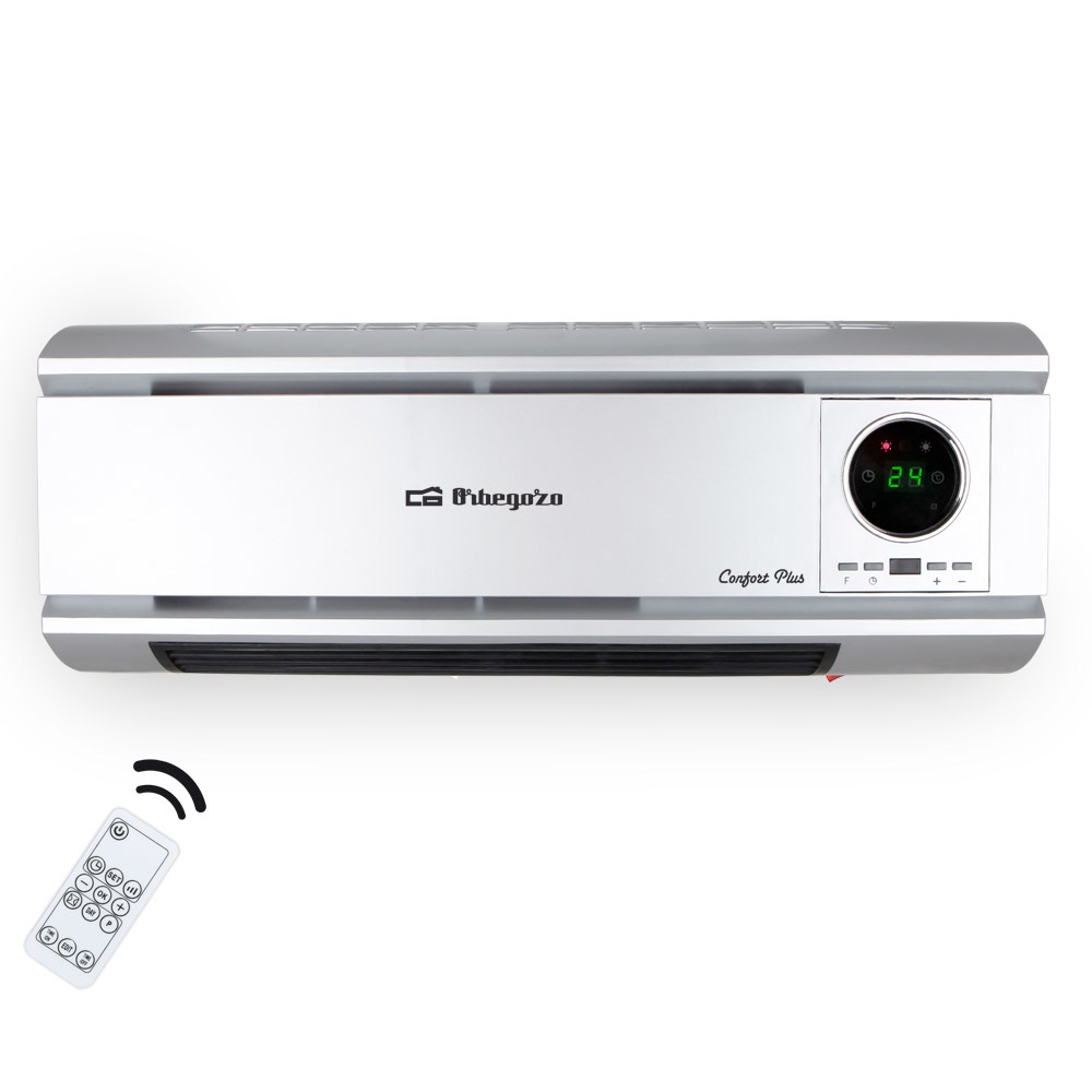 Orbegozo SP 6500 - Termoventilatore da Parete con Telecomando, 2000W, 2 Livelli di Calore, Programmazione Settimanale e Protezione dal Surriscaldamento