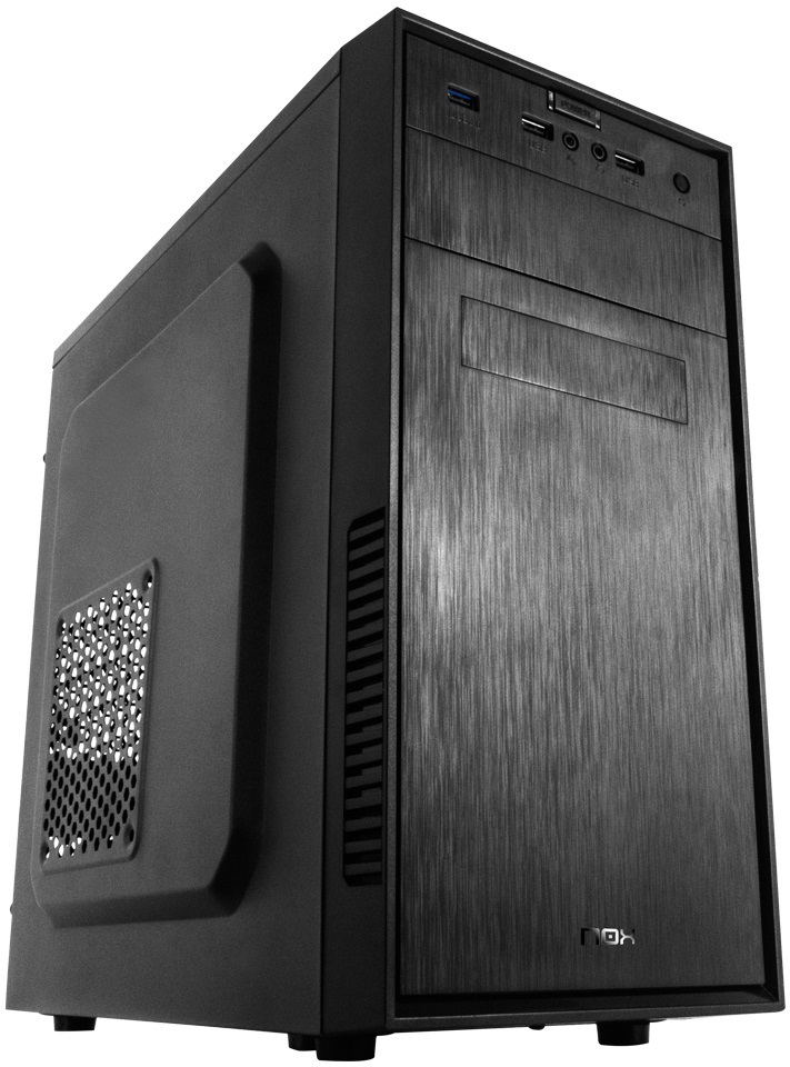 NOX NXFORTE Mini Tower Micro ATX Case Nero con USB 3.0, Finitura Spazzola, Ventola da 120 mm e Spazio per 3 Ventole