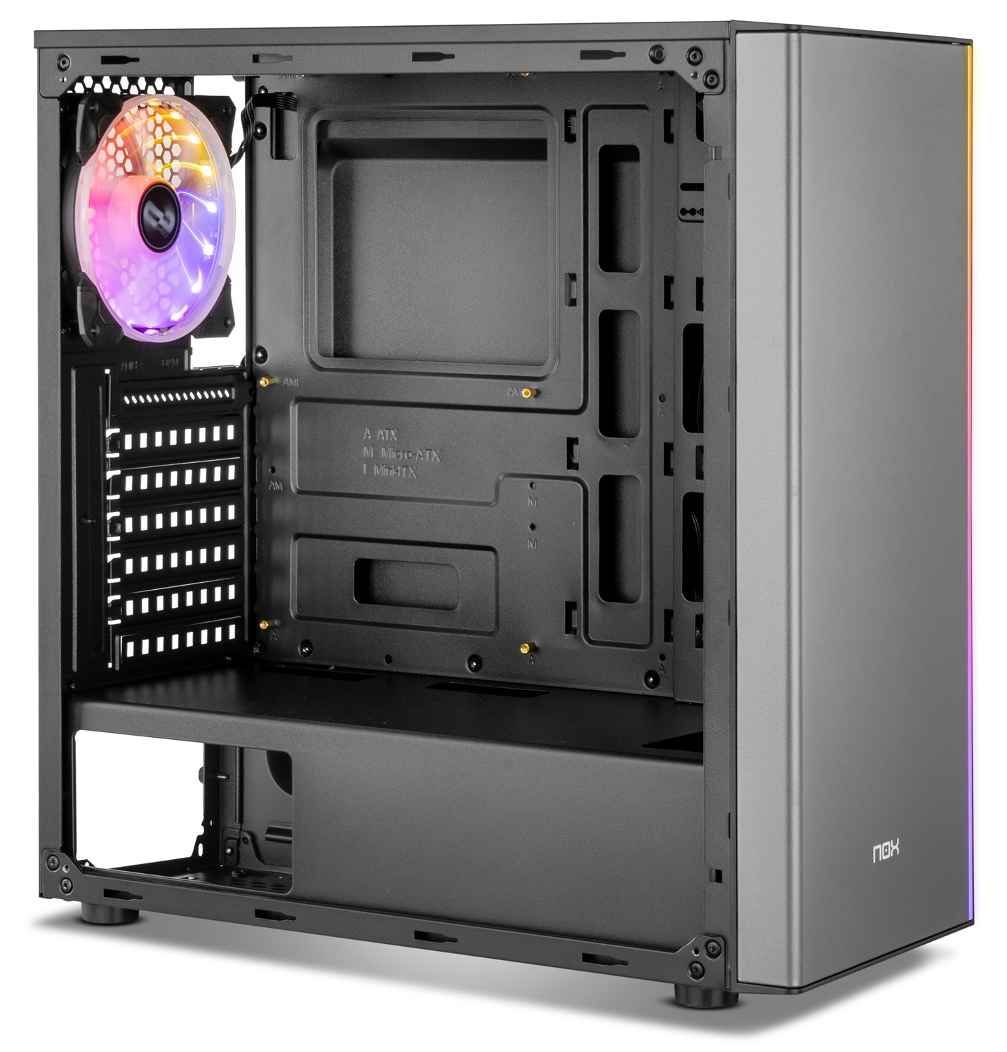NOX Infinity Omega - Midi Tower Nero ARGB con Pannello Laterale in Acrilico, Compatibile ATX/Micro ATX/Mini ITX, Ventola ARGB Inclusa