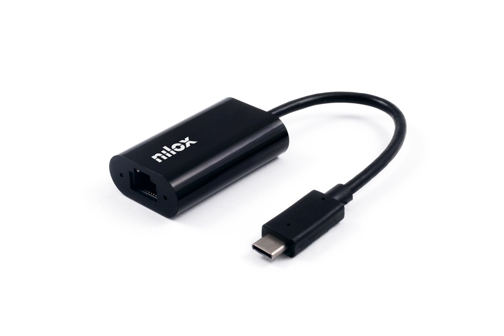 NILOX Adattatore USB-C a Ethernet RJ45 - 1000 Mbit/s, Nero