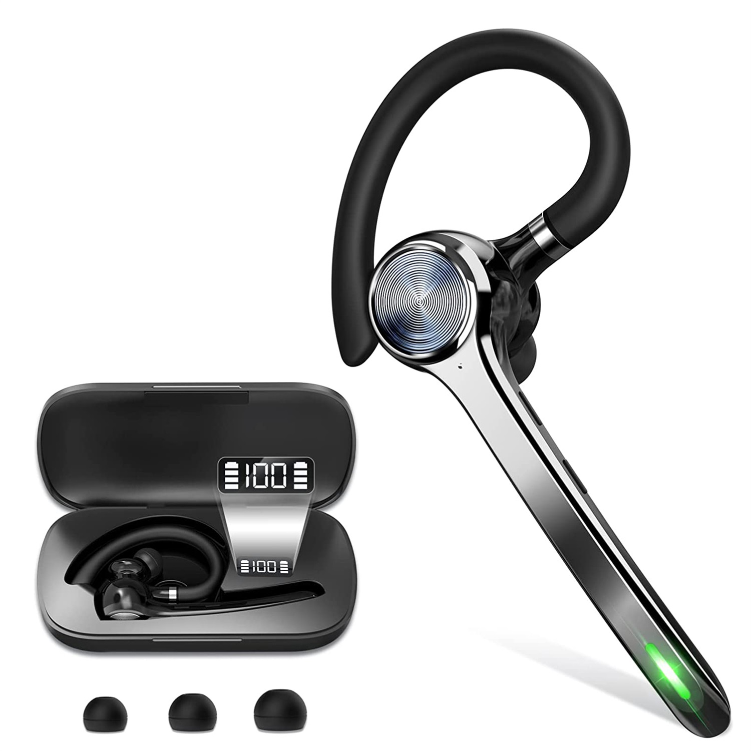 DCU TECNOLOGIC Auricolare Mono Bluetooth 5.0 Action Pro - Wireless, Doppio Microfono, Connettività a Doppio Punto