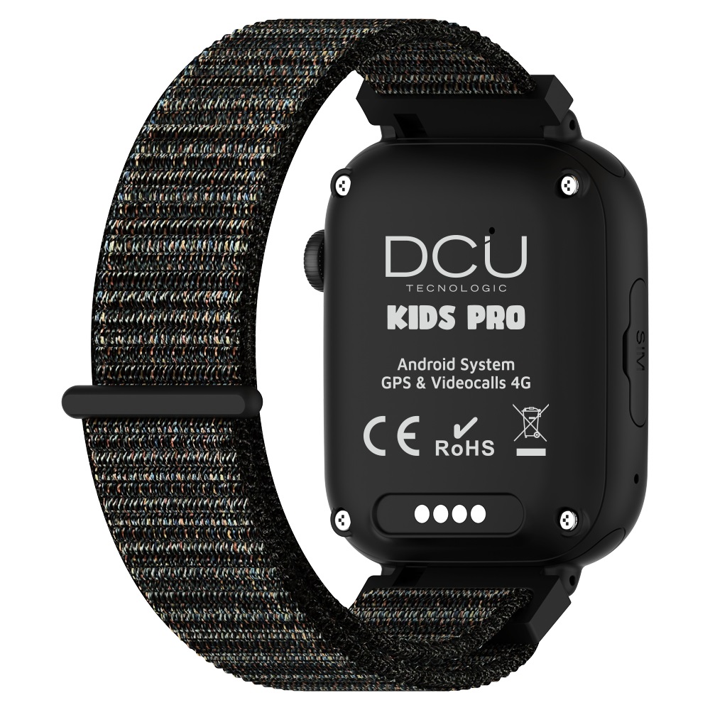 DCU TECNOLOGIC - Smartwatch per bambini con Android, GPS, Videochiamate, Tasto SOS e Controllo genitori - Colore Nero