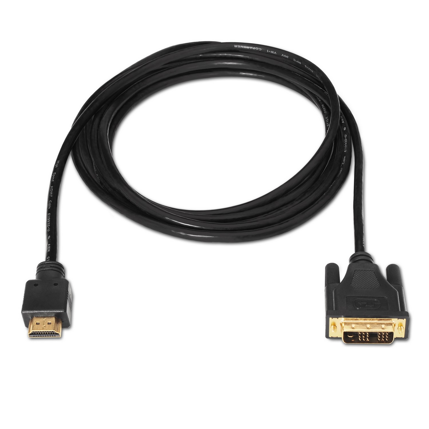 AISENS A117 - Cavo DVI a HDMI 1.8 m, Nero, con connettori maschio DVI 18 1 e HDMI Tipo A, Oro 24 K
