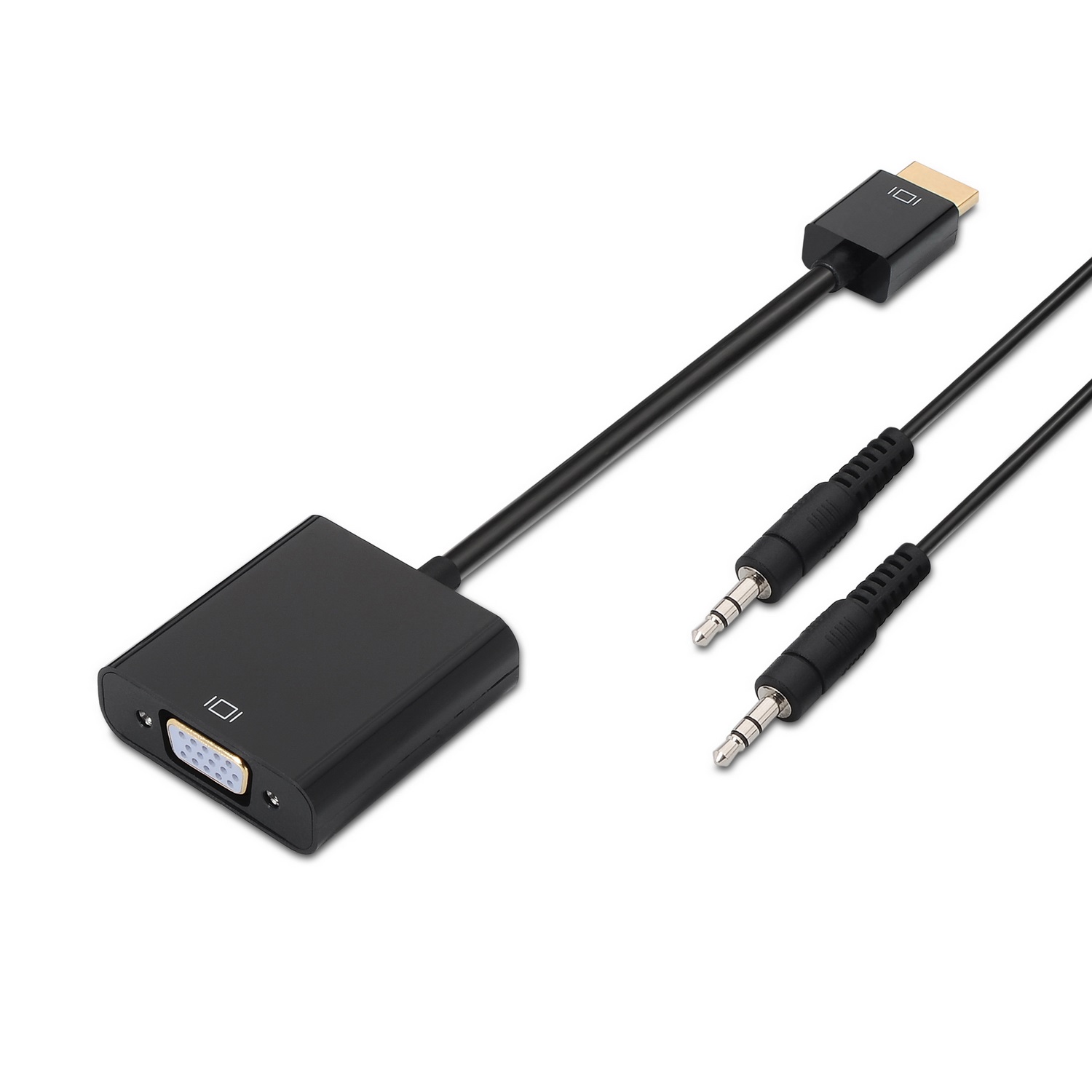 AISENS A122-0126 Cavo e Adattatore Video HDMI a SVGA con Audio, 0,1 m, Risoluzione 1600 x 1200 Pixel, Supporto 1080p, Nero