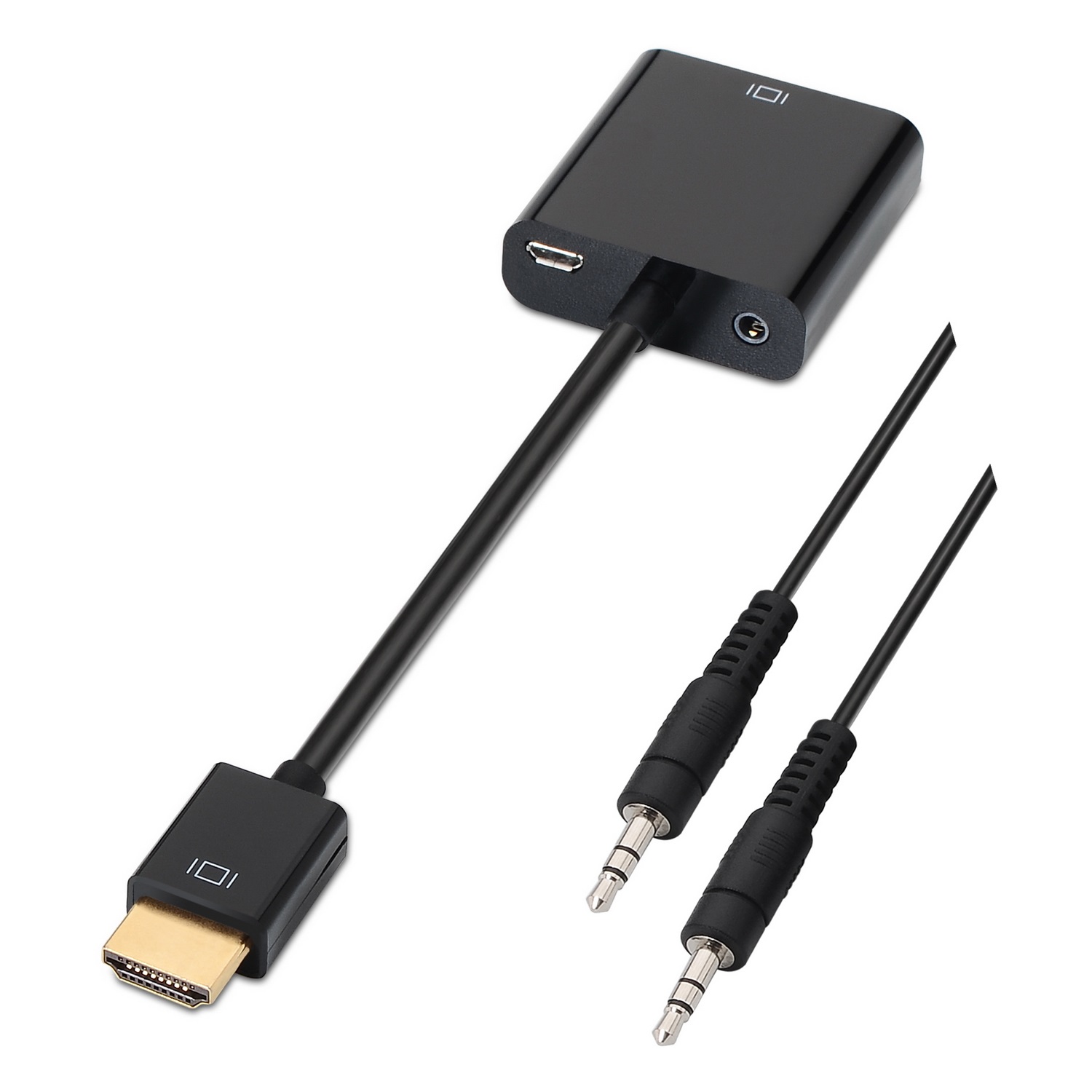 AISENS A122-0126 Cavo e Adattatore Video HDMI a SVGA con Audio, 0,1 m, Risoluzione 1600 x 1200 Pixel, Supporto 1080p, Nero