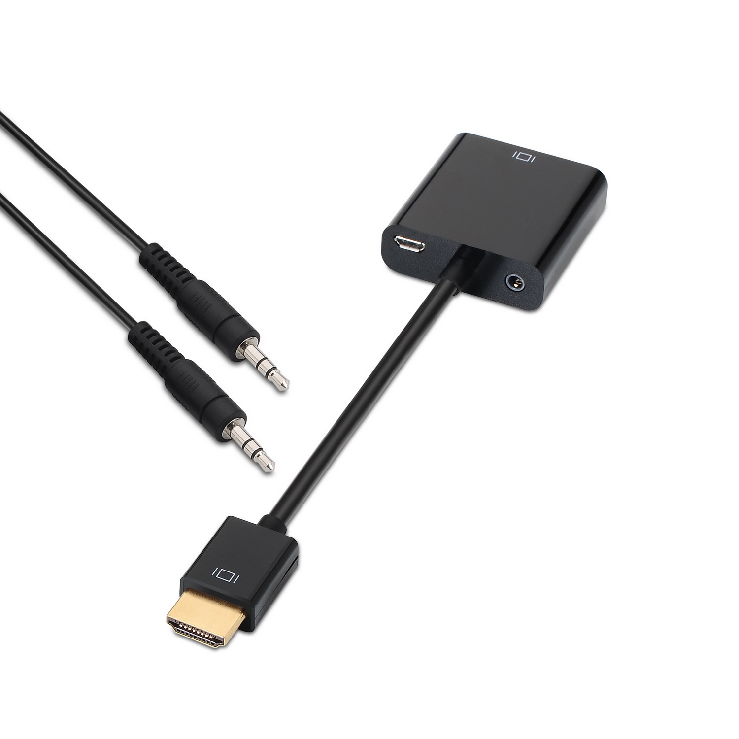 AISENS A122-0126 Cavo e Adattatore Video HDMI a SVGA con Audio, 0,1 m, Risoluzione 1600 x 1200 Pixel, Supporto 1080p, Nero