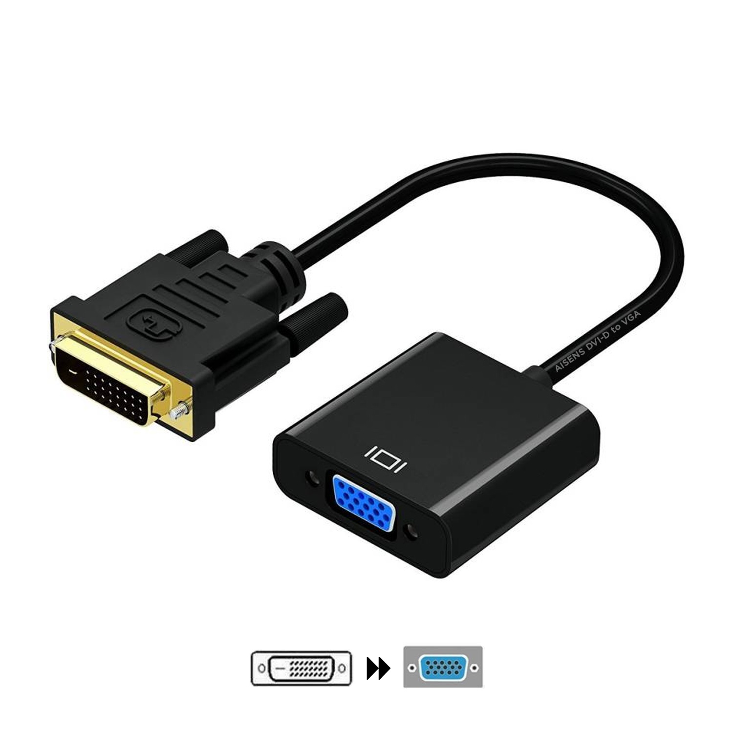 AISENS A147-0352 Cavo e Adattatore Video 0,1 m DVI-D a VGA (D-Sub) Maschio/Femmina Nero