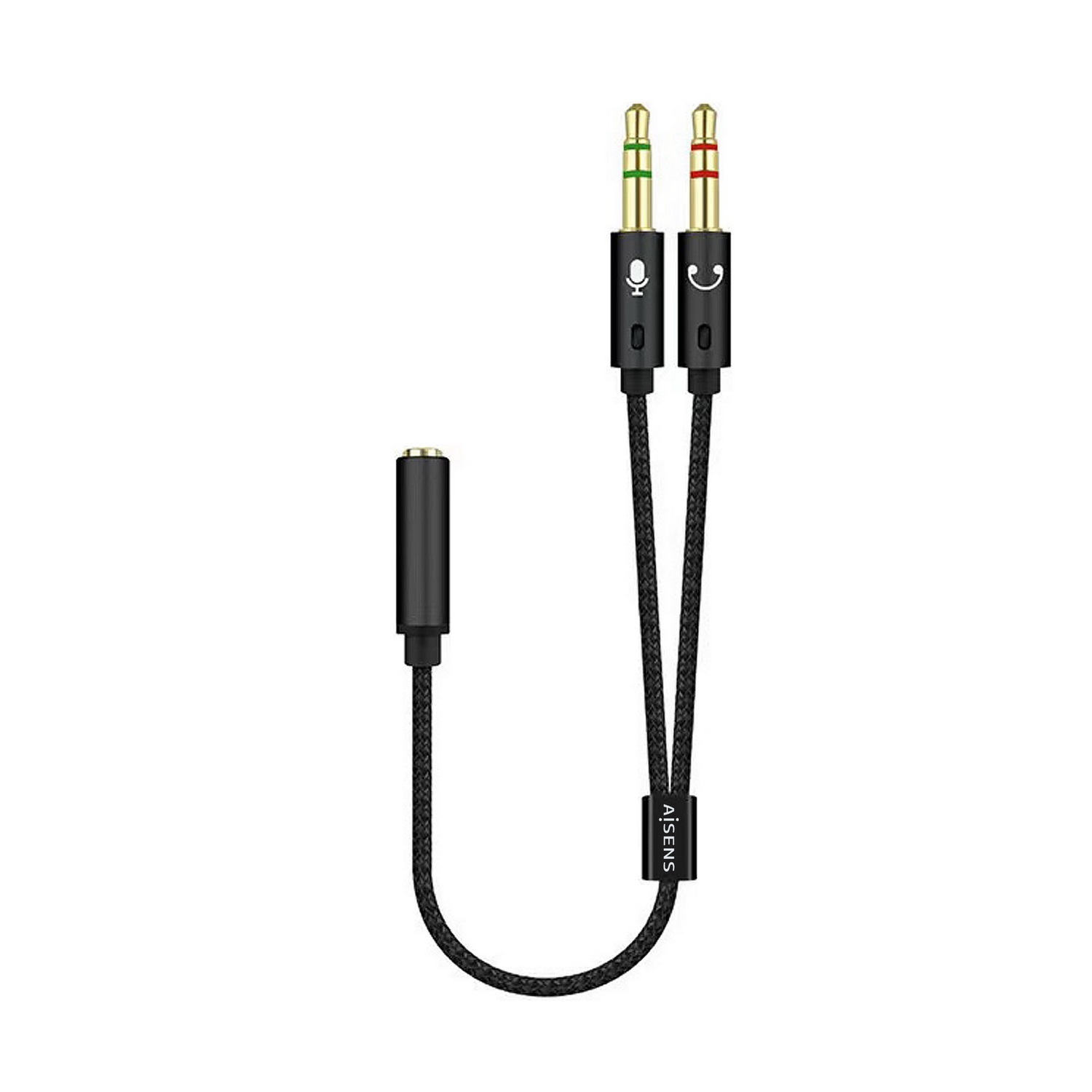 AISENS A128-0418 Cavo Audio 0,25 m con 2 x Jack 3.5mm Maschio e Femmina - Nero