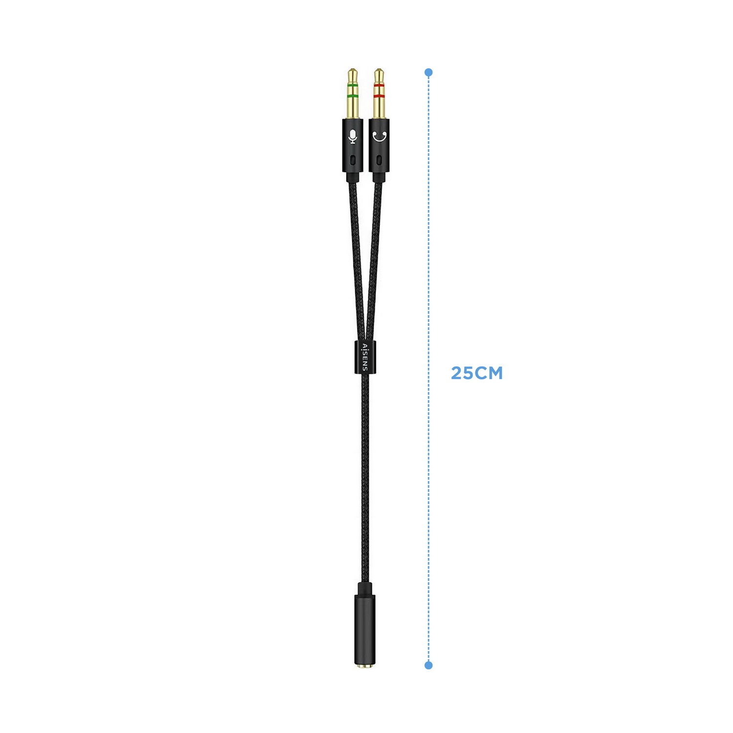 AISENS A128-0418 Cavo Audio 0,25 m con 2 x Jack 3.5mm Maschio e Femmina - Nero