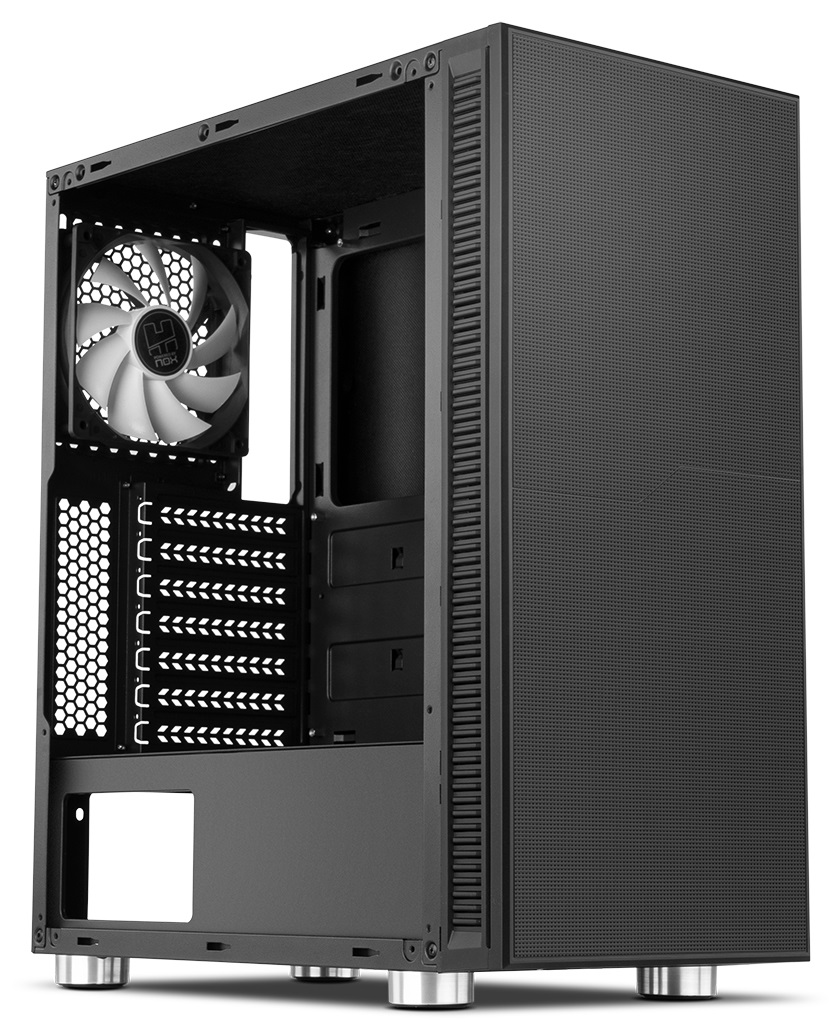 NOX Hummer Void Mid Tower Nero - Cancellazione Acustica, Controllo PWM, Spazio per 6 Ventole, USB 3.0