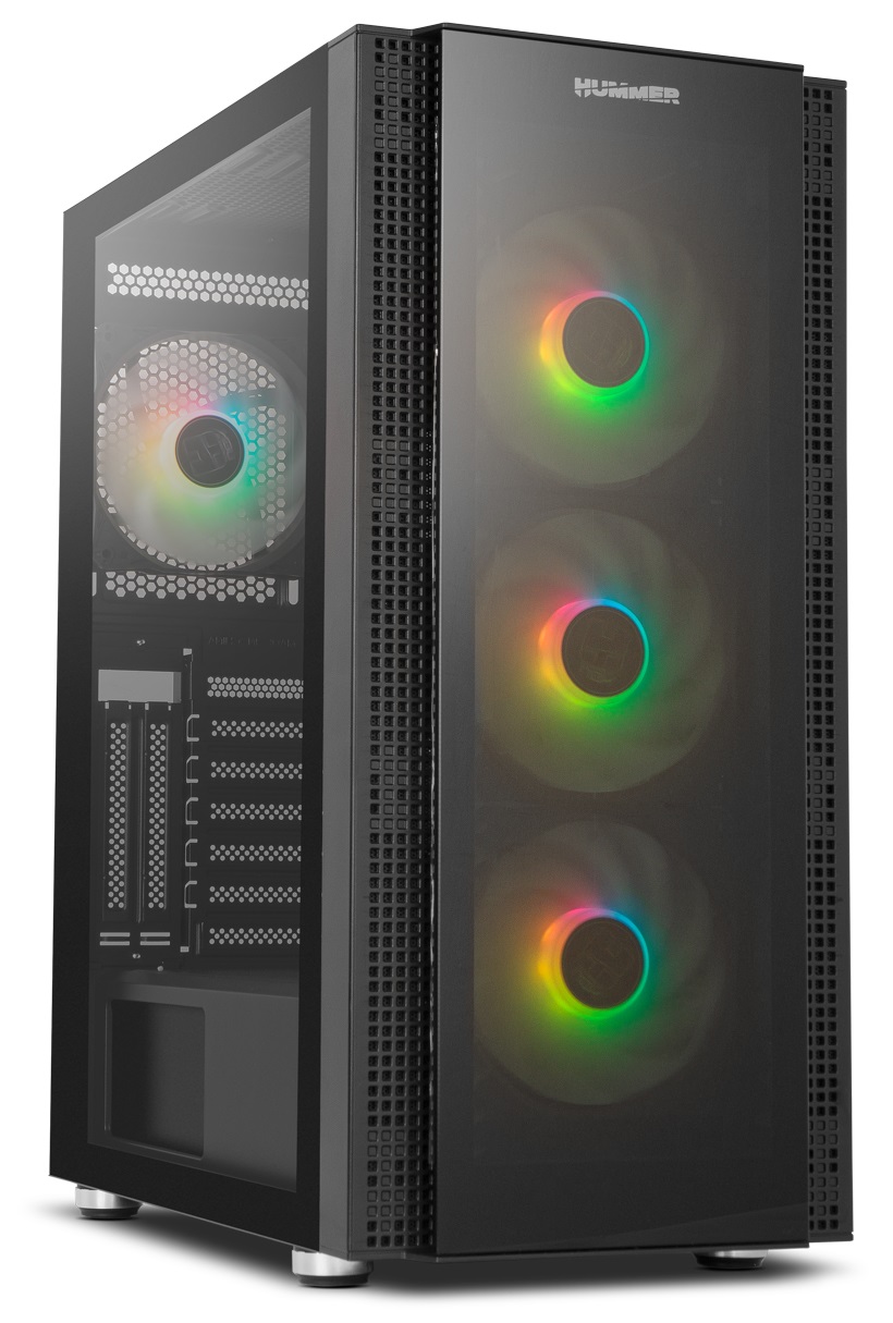 NOX Hummer Horus Semitower Nero con Vetro Temperato e 4 Ventole ARGB 120 mm