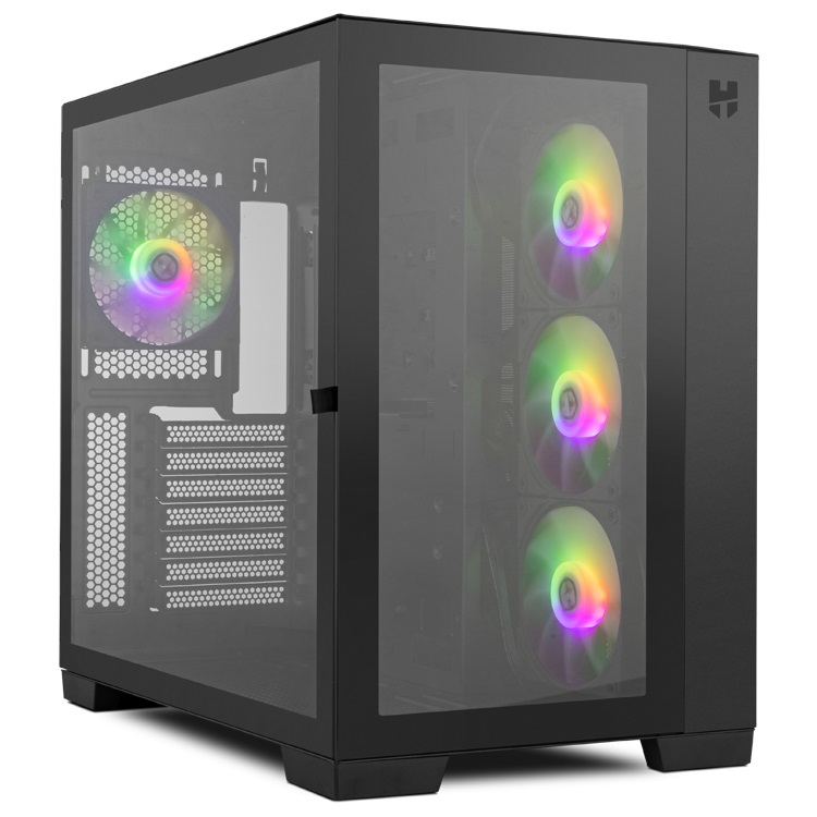 NOX Hummer Astra Midi Tower Nero con Vetro Temperato, Supporto ATX e Micro ATX, 4 Ventole da 120mm, Altezza CPU 160mm, Spazio per GPU 420mm, LED RGB