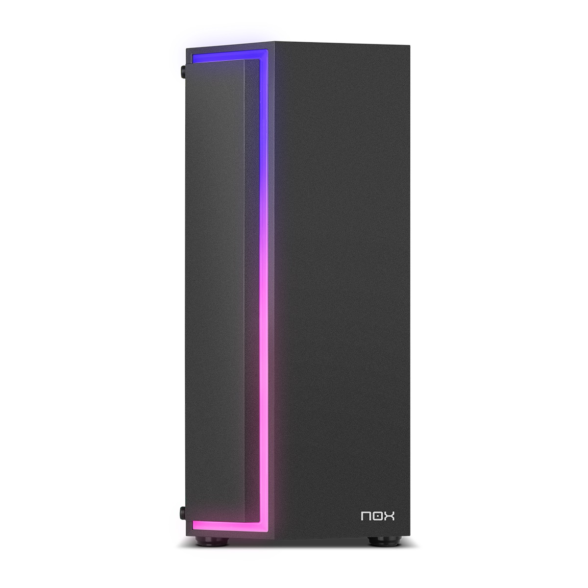 NOX Xtreme Products Infinity Gamma - Mid-Tower ATX/M-ATX/ITX con ARGB Dynamic Rainbow, Pannello Laterale in Vetro Temperato, Ventola ARGB da 120 mm e USB 3.0, Nero