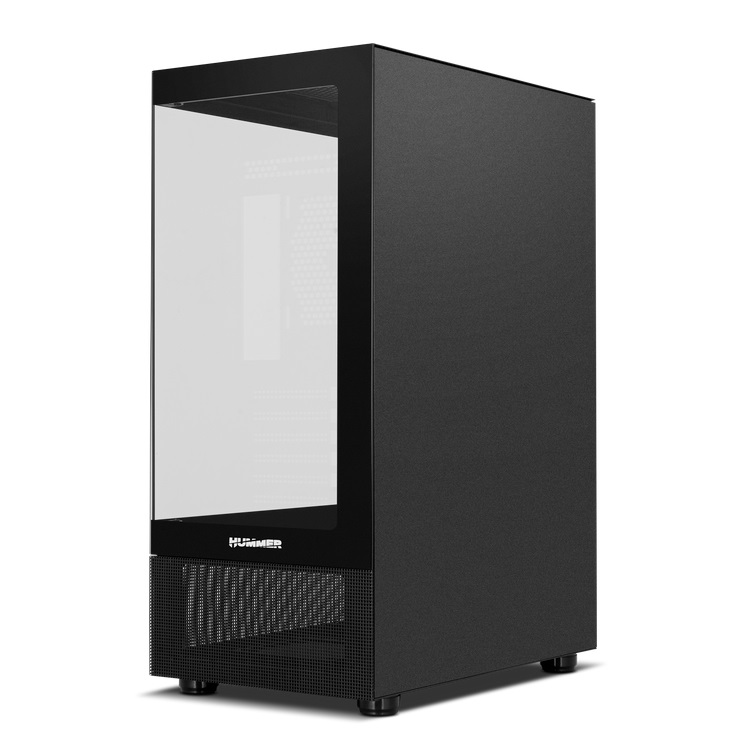 NOX Hummer Vision Black - Case Semi-tower ATX/M-ATX con vetro temperato, 5 slot per ventole, compatibile con schede grafiche fino a 300 mm, USB 3.0, Nero