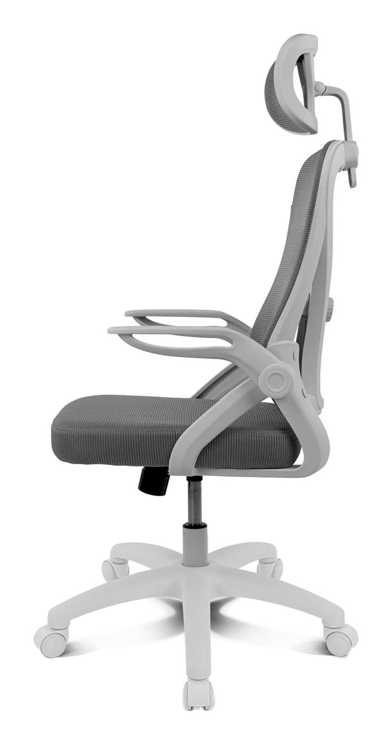 DRIFT DRAIR35 - Sedia da Gaming Ergonomica Reclinabile 90-120° con Poggiatesta e Braccioli Pieghevoli, Supporta fino a 120 kg, Grigio-Bianco