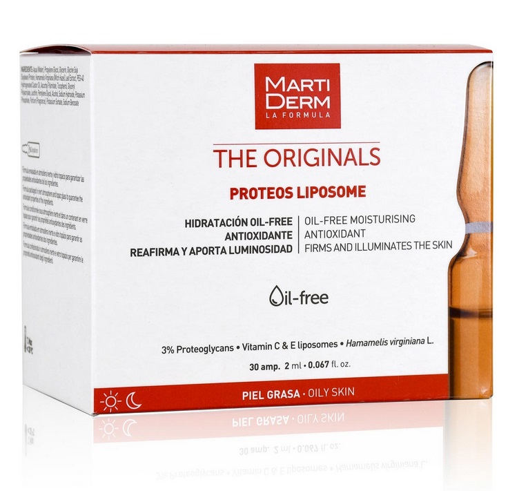MartiDerm The Originals Proteos Liposome Siero Viso Idratante e Rassodante - 30 Fiale da 2 ml con Proteoglicani e Vitamina C