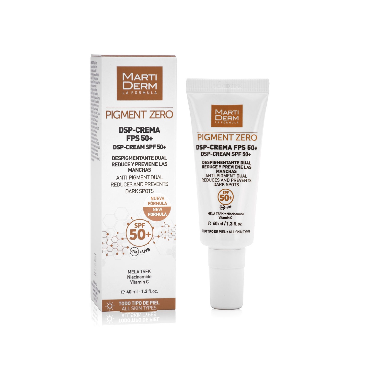 MartiDerm Pigment Zero DSP-Cream SPF 50 Crema Viso 40 ml - Riduce e Previene le Macchie Cutanee