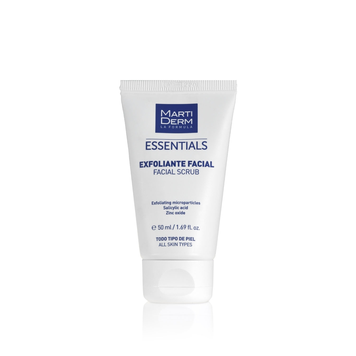 MartiDerm Essentials Esfoliante Viso 50 ml - Scrub con Acido Salicilico e Zinco, Tripla Azione Detergente, Seboregolatoria e Antibatterica