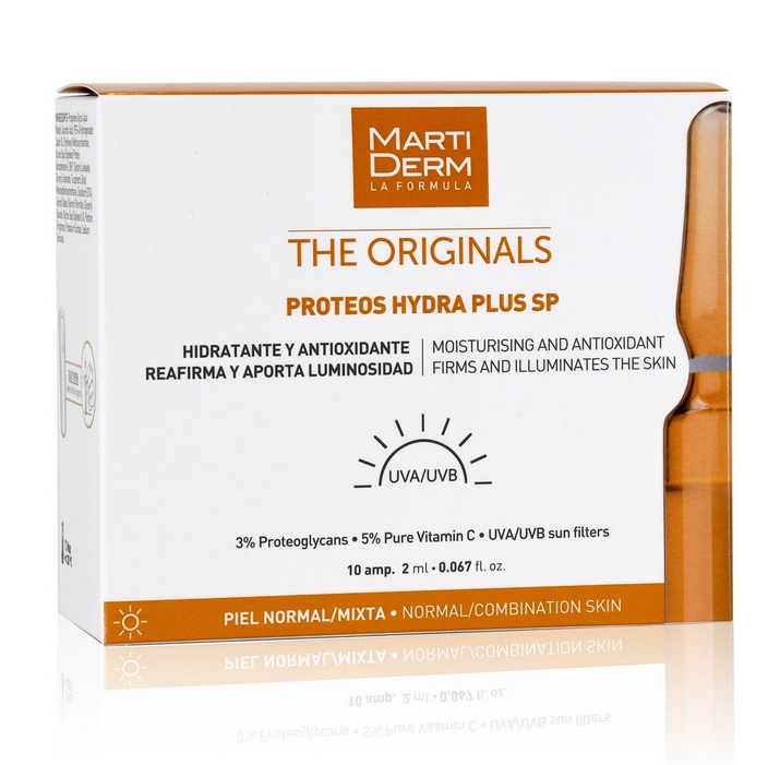 MartiDerm The Originals Proteos Hydra Plus SP - Siero Viso Idratante Antiossidante in 10 Fiale da 2 ml