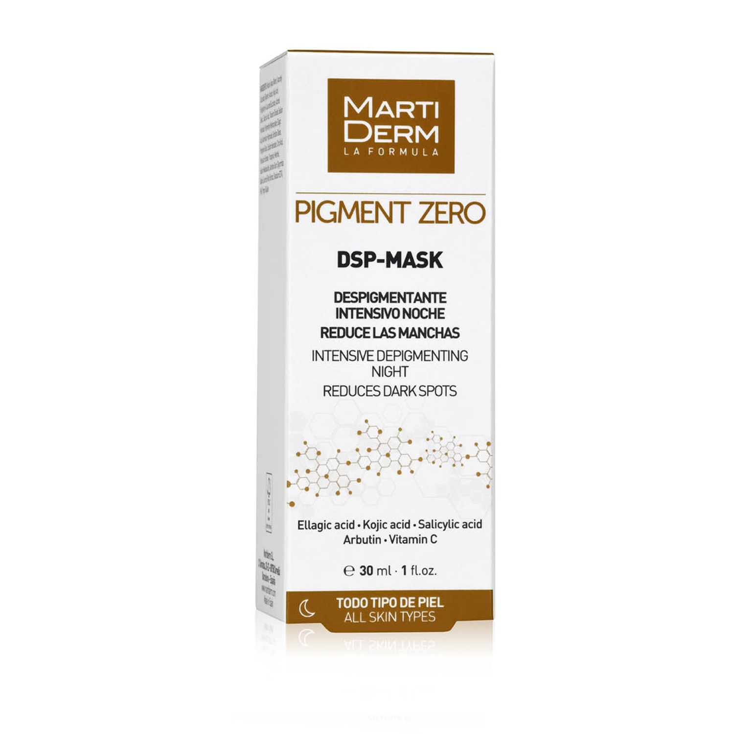 MartiDerm Pigment Zero DSP-Mask - Maschera Detergente Notturna Intensiva 30 ml con Caolino, Arbutina e Acido Kojico