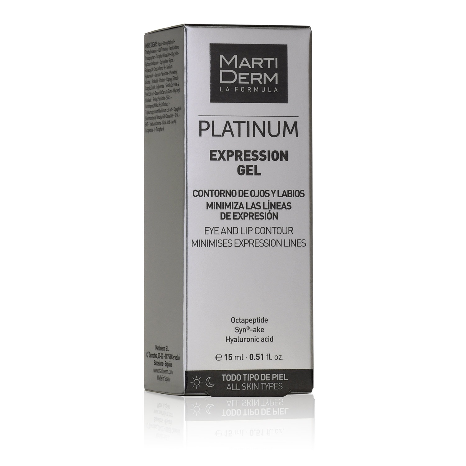 Martiderm Platinum Expression Gel Contorno Occhi e Labbra 15 ml - Riduce Rughe di Espressione, Idrata e Riempe
