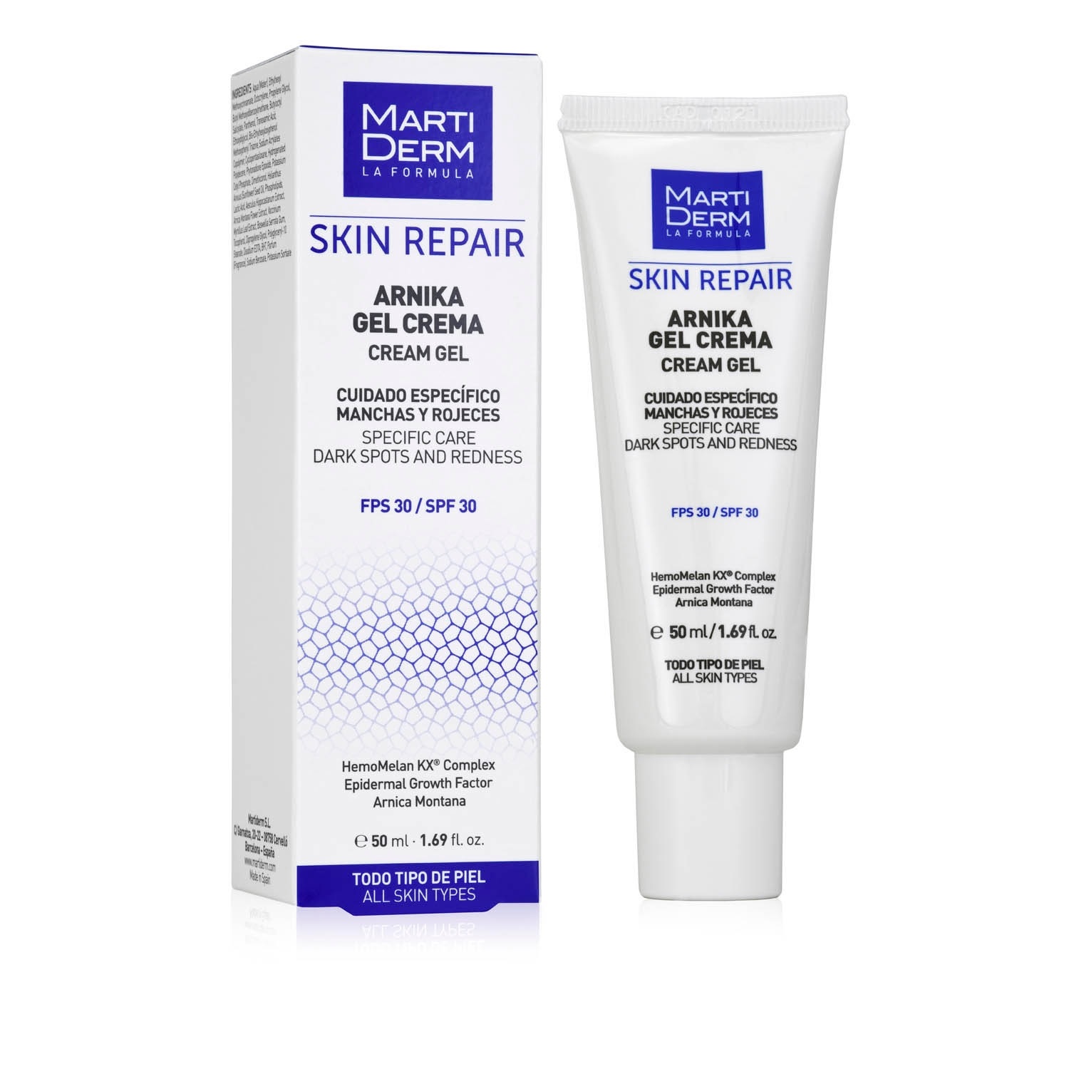 Martiderm Skin Repair Arnika Gel Crema FPS 30 - 50 ml, Riduce Macchie e Cicatrici, Attiva Circolazione, Diminuisce Infiammazioni