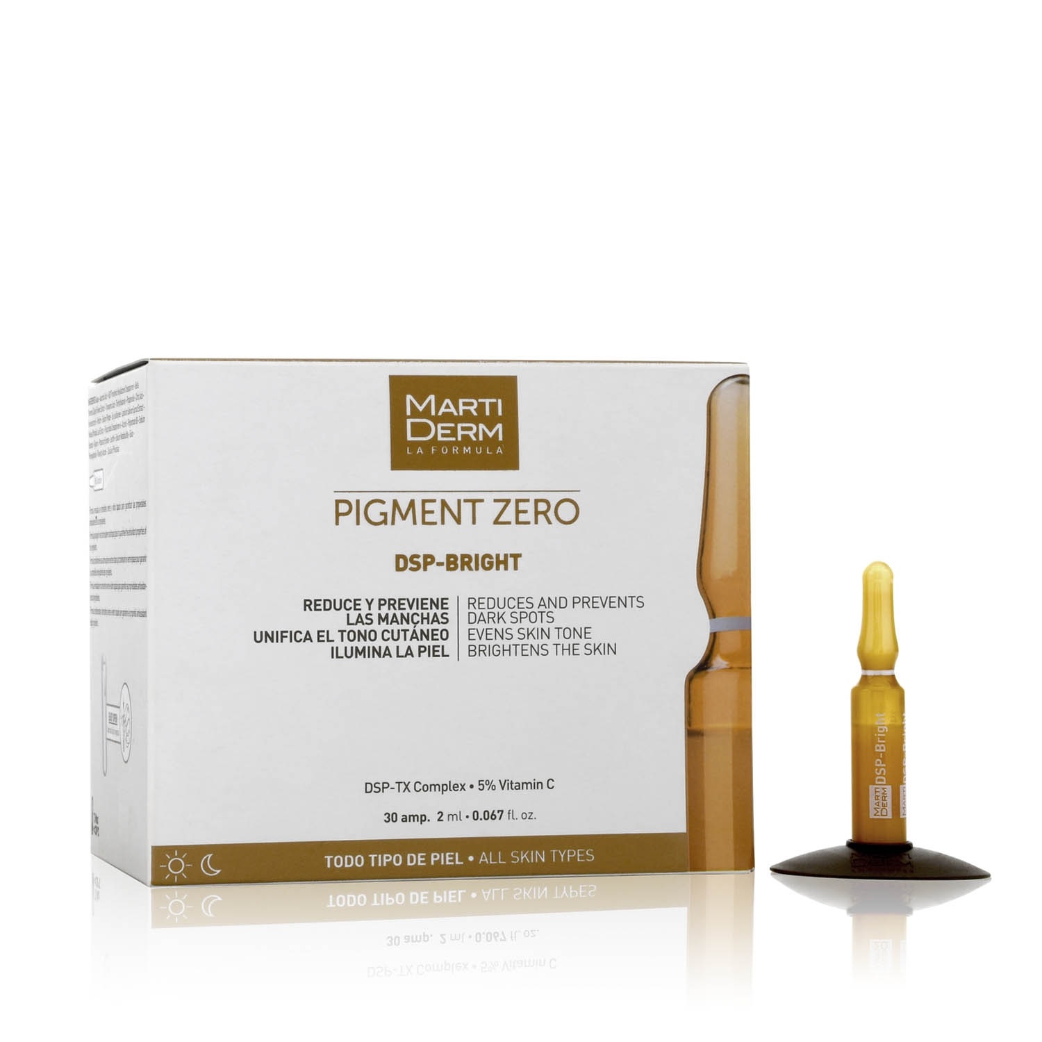 MartiDerm Pigment Zero DSP-Bright Siero Viso 30 Fiale da 2 ml - Riduce Macchie Cutanee, Uniforma il Tono e Apporta Luminosità