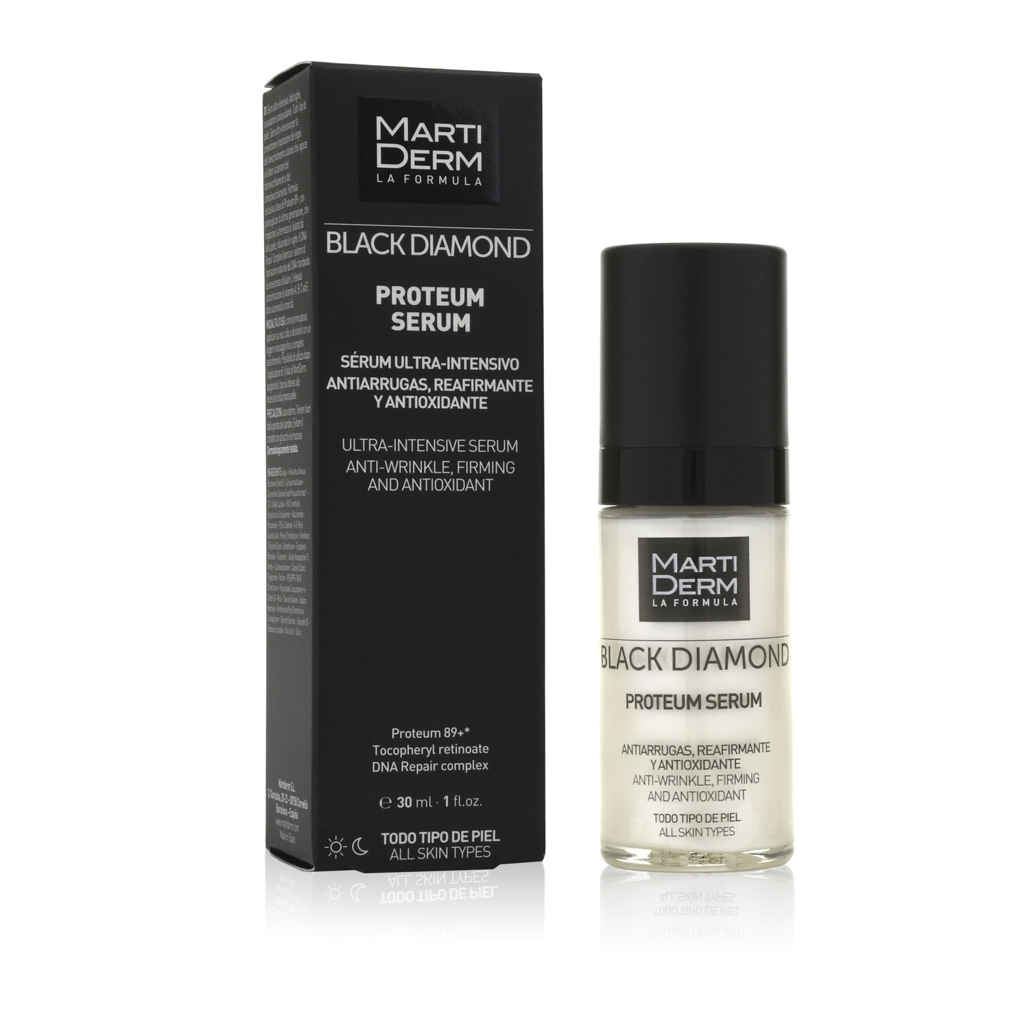 MartiDerm Black Diamond Proteum Serum Siero Anti-Age Intensivo 30 ml - Antirughe, Rassodante e Antiossidante
