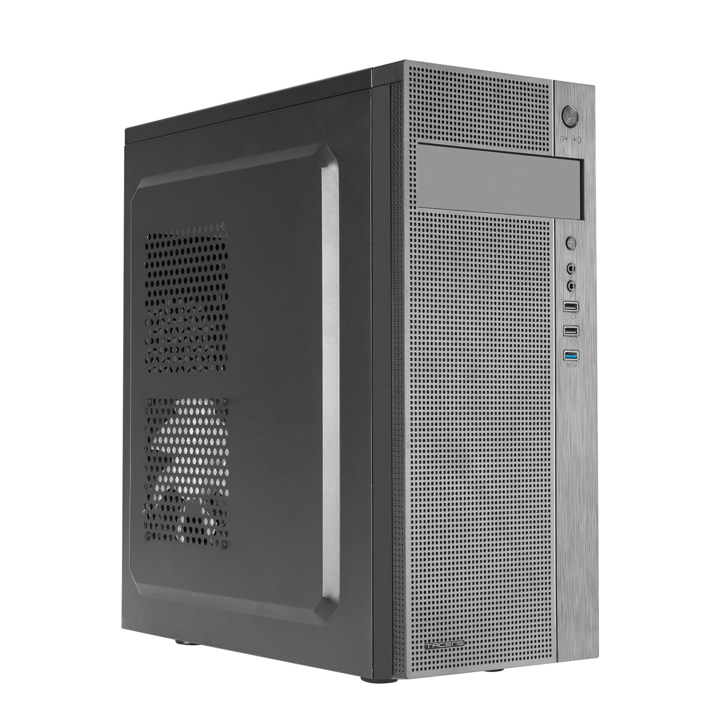 Tacens 2FERROX Case per PC ATX Mid-Tower in Acciaio Nero con Ventola Laterale da 12 cm e Griglia Frontale