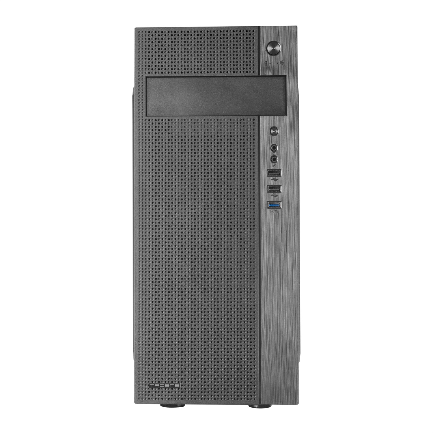 Tacens 2FERROX Case per PC ATX Mid-Tower in Acciaio Nero con Ventola Laterale da 12 cm e Griglia Frontale
