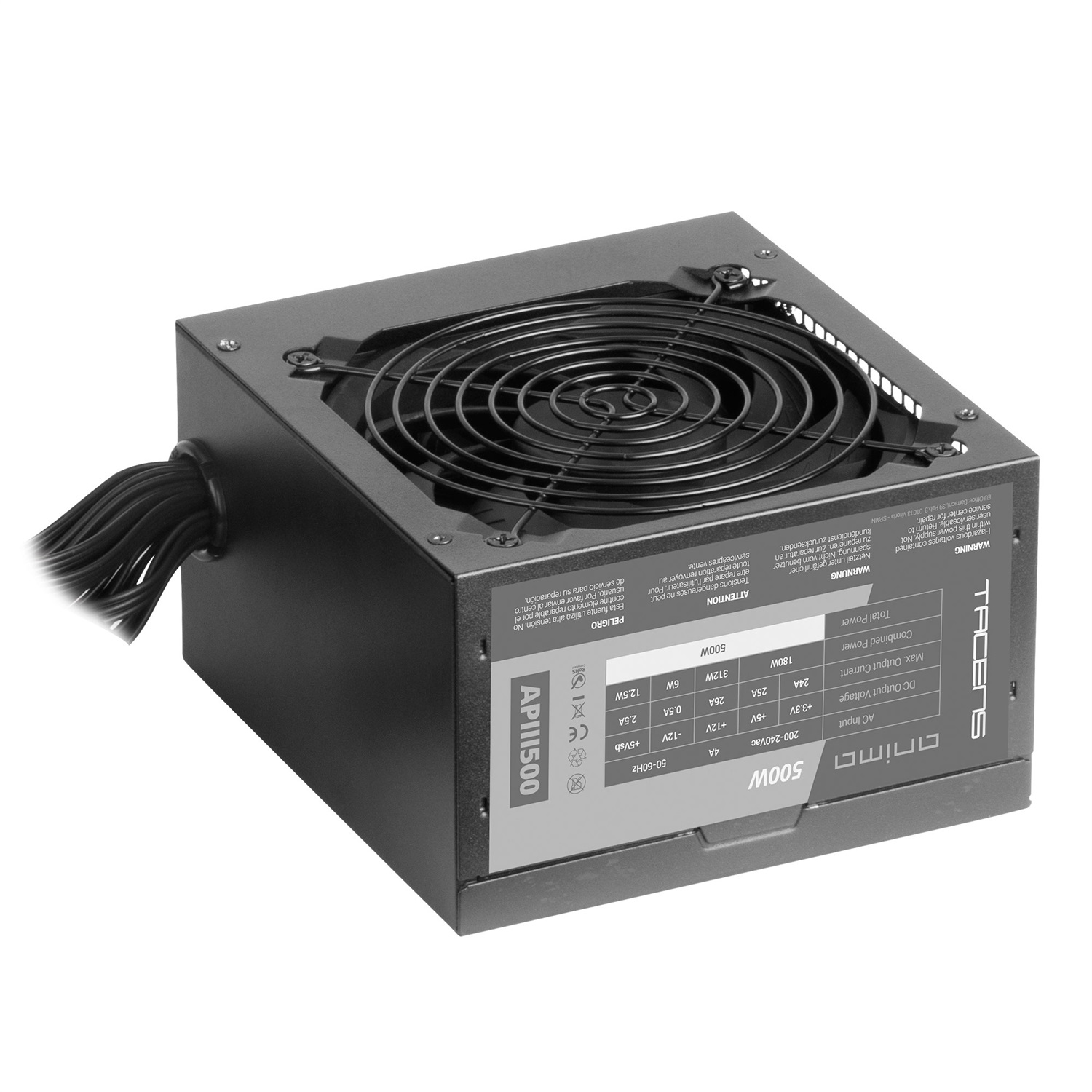 Tacens Anima APIII500 Alimentatore PC ATX 500W con Tecnologia SMD 85% Bronze, Ventola Ultrasilenziosa 12 cm