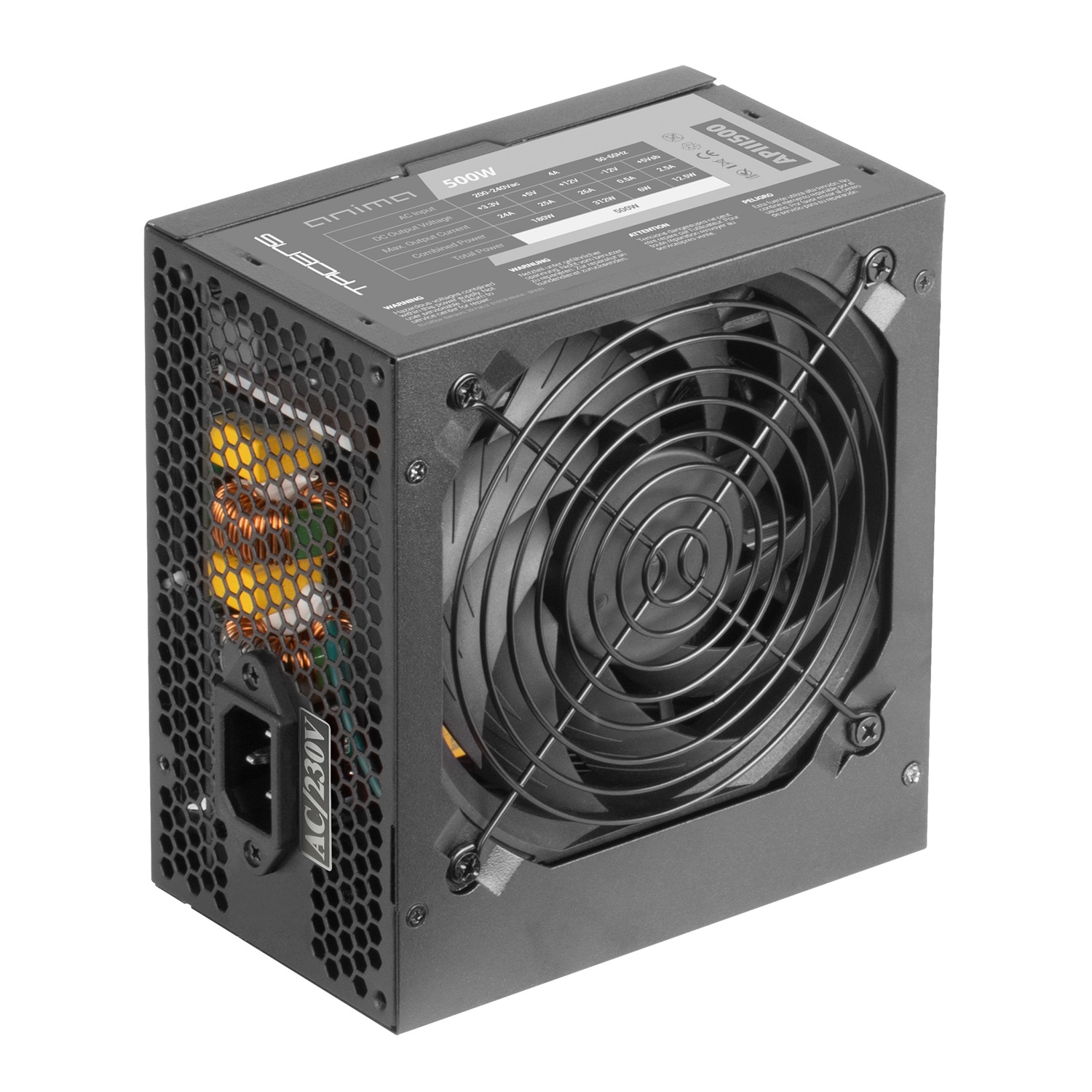 Tacens Anima APIII500 Alimentatore PC ATX 500W con Tecnologia SMD 85% Bronze, Ventola Ultrasilenziosa 12 cm